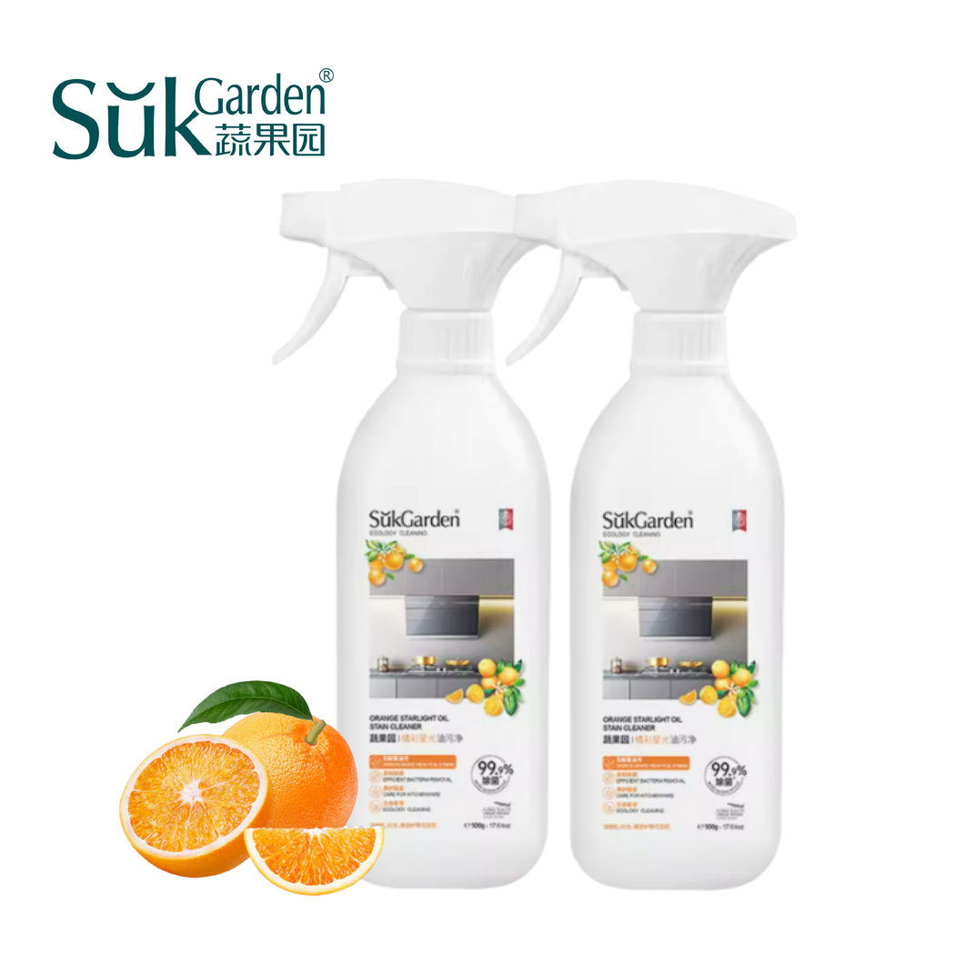 SukGarden Orange Starlight Kitchen Oil Stain Cleaner 500g (橘彩星光油污净) 蔬果园厨房重油烟污渍清洁剂