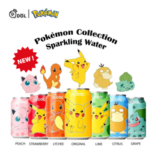 Load image into Gallery viewer, [NEW Packaging] QDOL Pokemon Collection Sparkling Water *24cans (Randomly Mix flavors) 宝可梦联名皮卡丘气泡水碳 *24罐/箱
