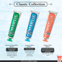 Load image into Gallery viewer, Marvis Toothpaste (Italy) 85ML - Whitening Mint, Jasmin, Cinnamon, Ginger, Classic Strong Mint, Aquatic, Amarelli Licorice, Smokers Mint
