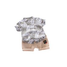 Load image into Gallery viewer, 100% Cotton Toddler Fancy Collared Short Sleeve Shirt with Pants 80-90-100-110 儿童花俏衬衫与裤
