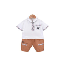 Load image into Gallery viewer, 100% Cotton Toddler Fancy Collared Short Sleeve Shirt with Pants 80-90-100-110 儿童花俏衬衫与裤
