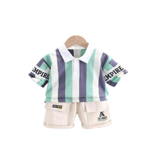 Load image into Gallery viewer, 100% Cotton Toddler Sporty Wear with Pants S-M-L-XL 儿童运动型短袖T恤与裤
