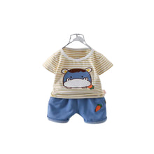 Load image into Gallery viewer, 100% Cotton Toddler Tee Shirt with Pants 6-8-10-12 儿童T-恤与裤 (Frog/Crab/Hippo/Robot | 蛙/蟹/河马/机器人))
