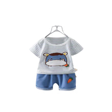 Load image into Gallery viewer, 100% Cotton Toddler Tee Shirt with Pants 6-8-10-12 儿童T-恤与裤 (Frog/Crab/Hippo/Robot | 蛙/蟹/河马/机器人))
