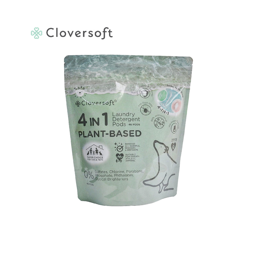 Cloversoft Plant Based 4 in 1 Anti Dust Mite Laundry Pods (Garden by the Ocean) 46pods/pack (Safer for children and pets)
