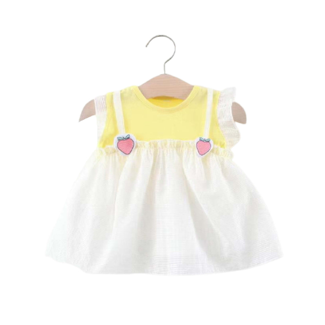 100% Cotton Toddler Cute Dress 6-8-10-12 女孩儿童装 （Flower/Strawberry/花瓣/草莓)