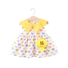 Load image into Gallery viewer, 100% Cotton Toddler Cute Dress with Animal Pouch 6-8-10-12 女孩儿童裙装与动物小包
