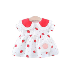 Load image into Gallery viewer, 100% Cotton Toddler Fruity Dress with Flower Pouch 6-8-10-12 女孩儿童水果裙装与花瓣小包
