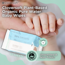 Load image into Gallery viewer, Cloversoft Unbleached Bamboo Organic Pure Water Baby Wipes, 40 sheets/pack
