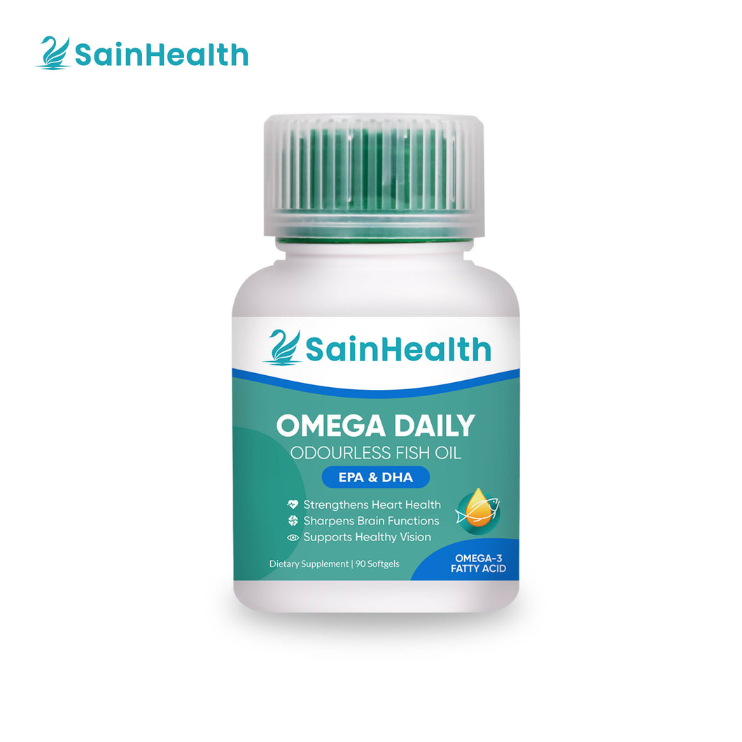 SainHealth Omega Daily Odourless Fish Oil (EPA & DHA), 90 Softgels