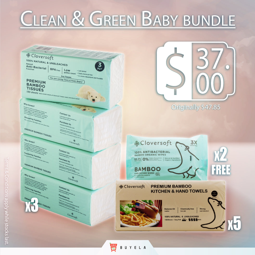 Clean & Green Baby Bundle (Cloversoft items for Mom and Baby)